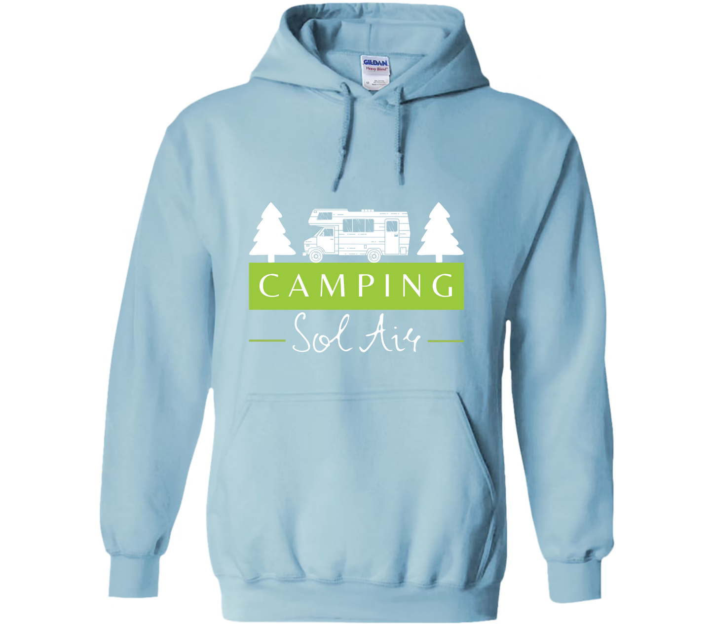 Coton ouaté à capuche Gildan Unisexe – Confort et Style au Quotidien - orné d’un logo de 11 pouces du camping