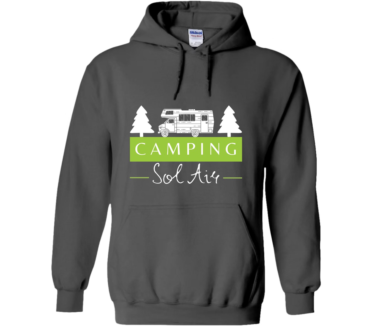 Coton ouaté à capuche Gildan Unisexe – Confort et Style au Quotidien - orné d’un logo de 11 pouces du camping