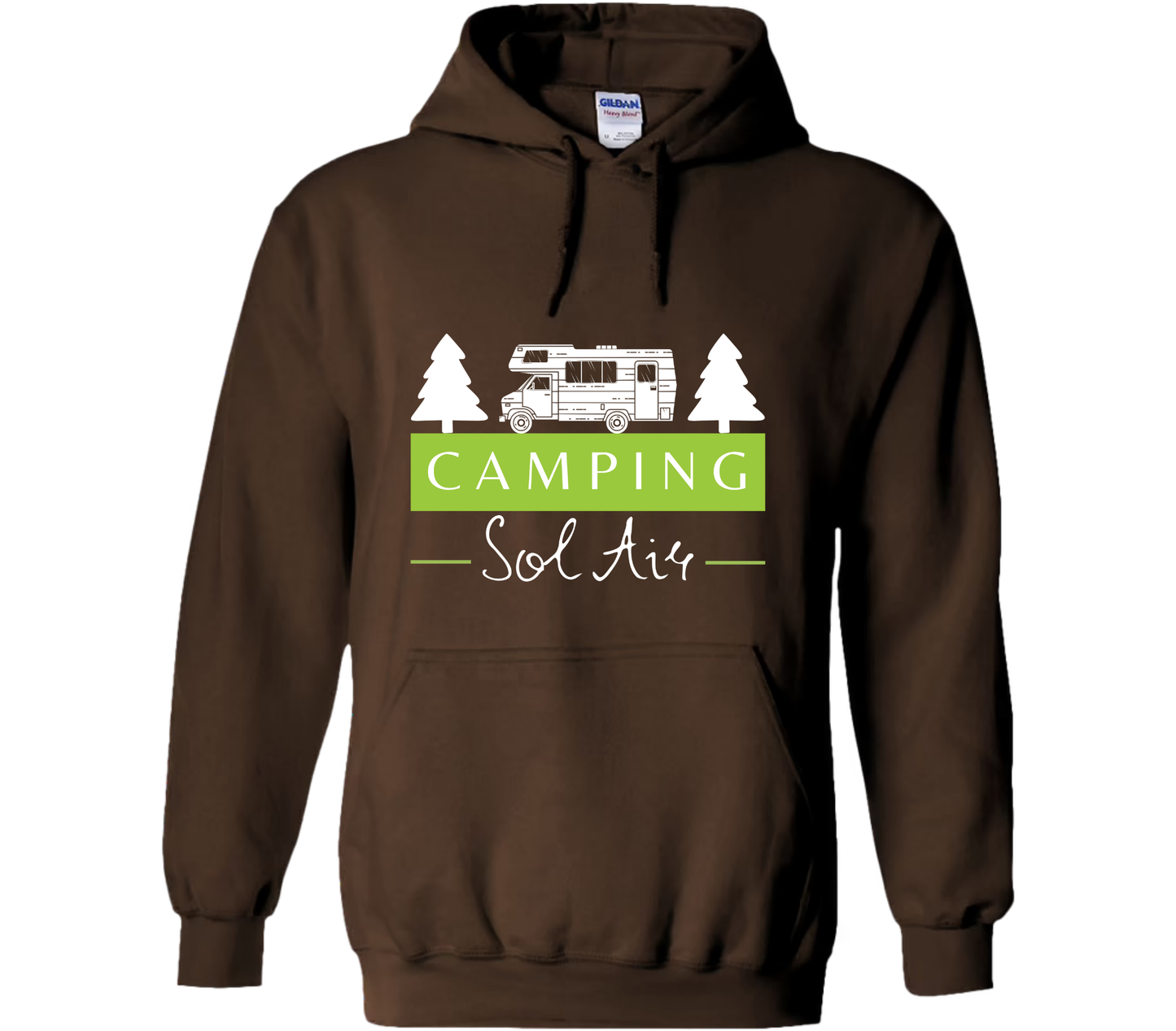 Coton ouaté à capuche Gildan Unisexe – Confort et Style au Quotidien - orné d’un logo de 11 pouces du camping