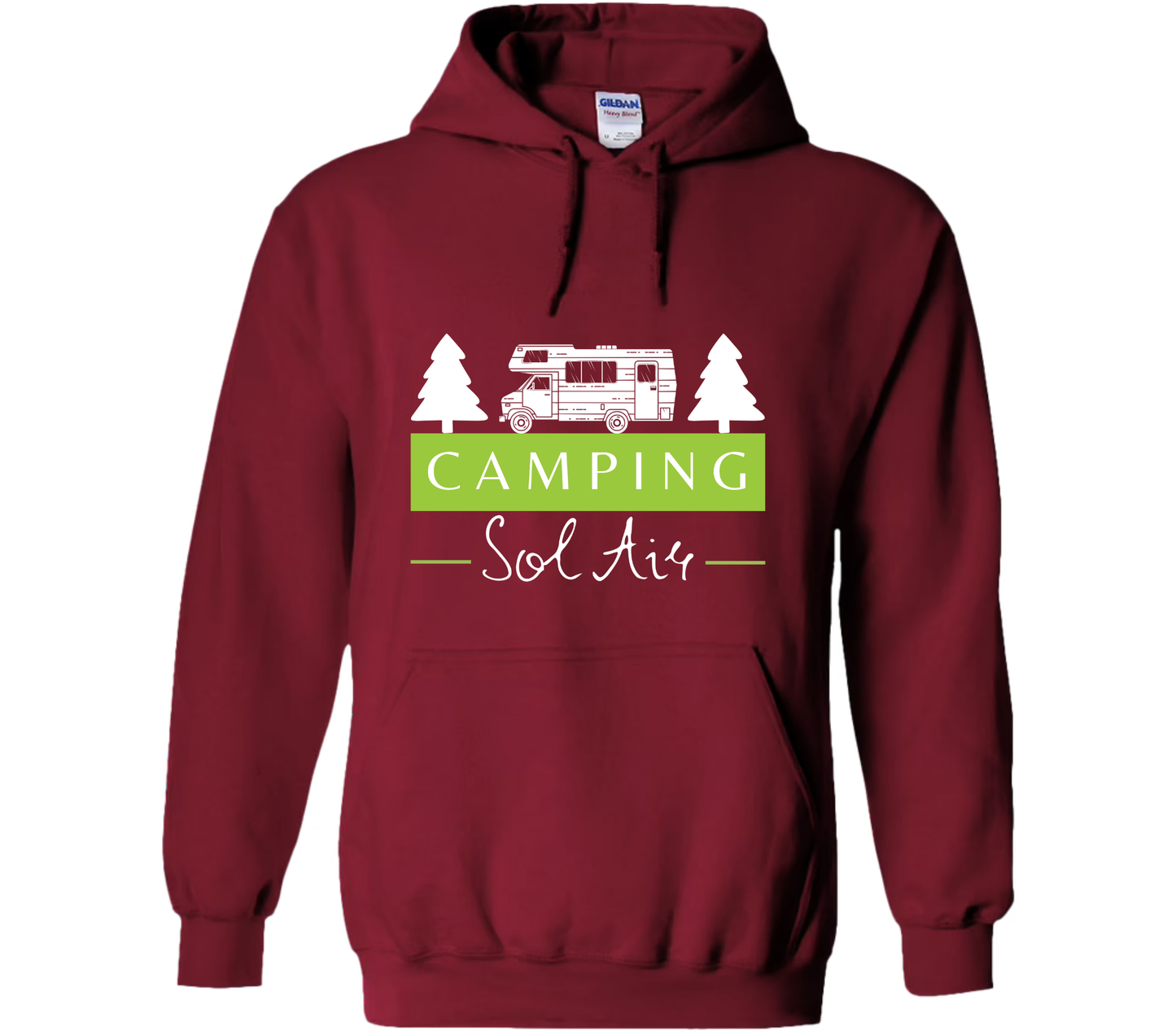 Coton ouaté à capuche Gildan Unisexe – Confort et Style au Quotidien - orné d’un logo de 11 pouces du camping