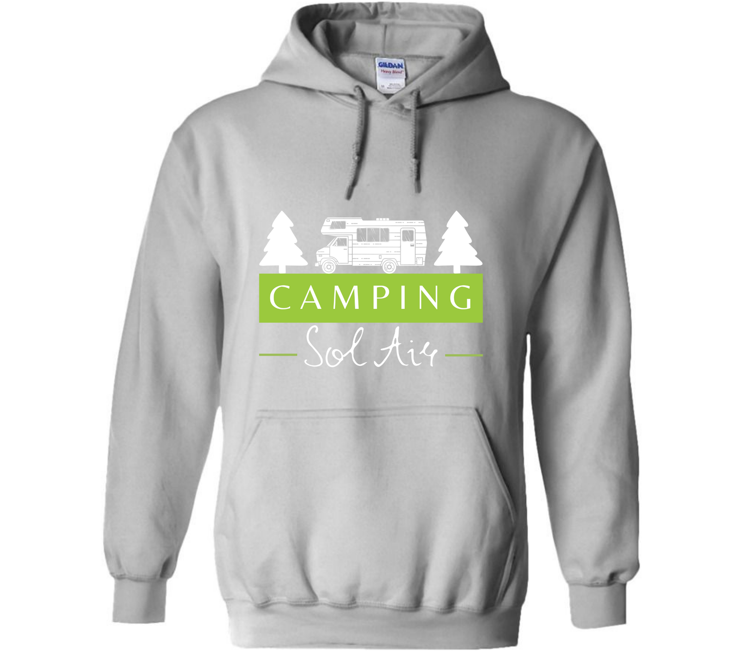 Coton ouaté à capuche Gildan Unisexe – Confort et Style au Quotidien - orné d’un logo de 11 pouces du camping