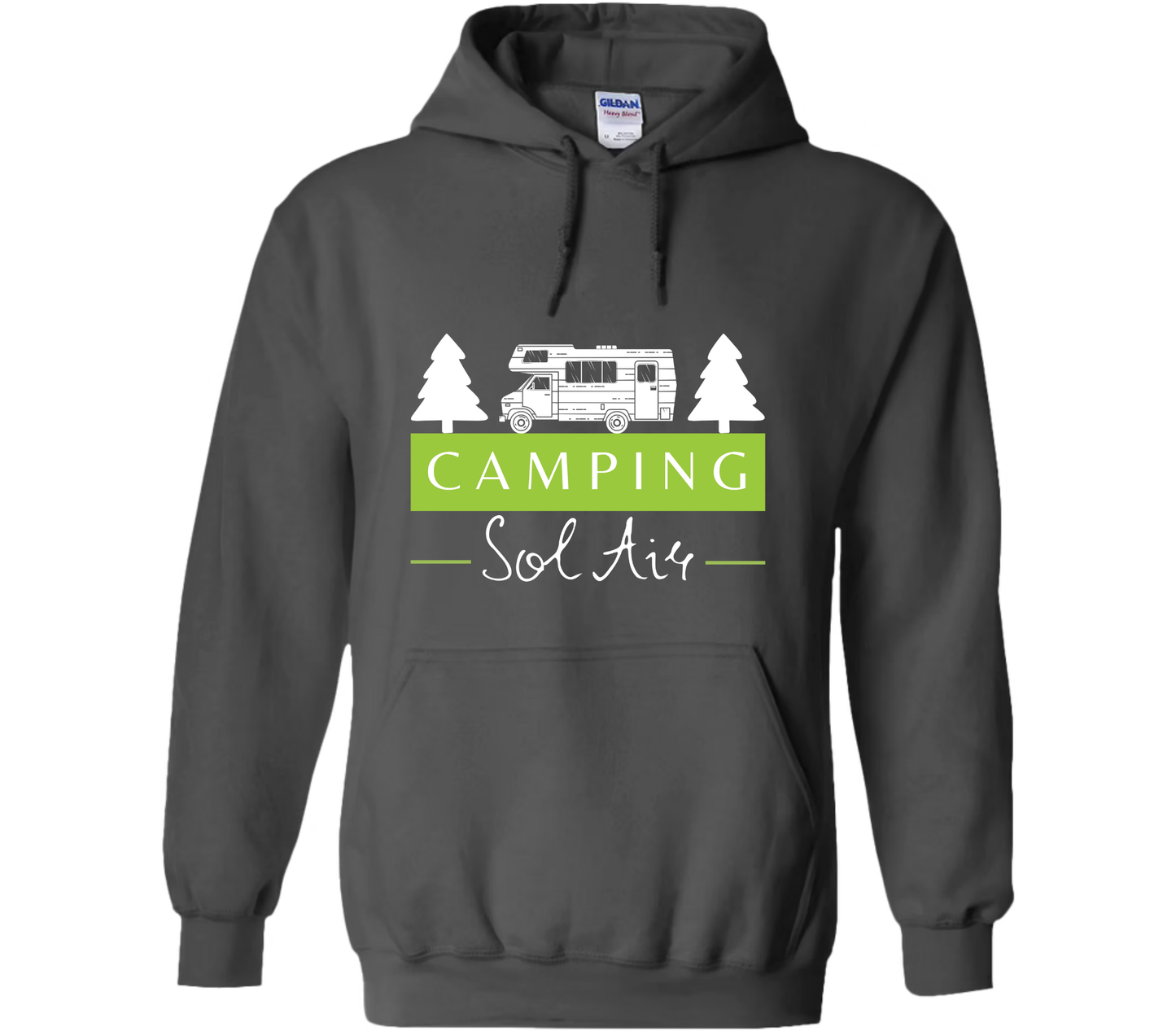Coton ouaté à capuche Gildan Unisexe – Confort et Style au Quotidien - orné d’un logo de 11 pouces du camping