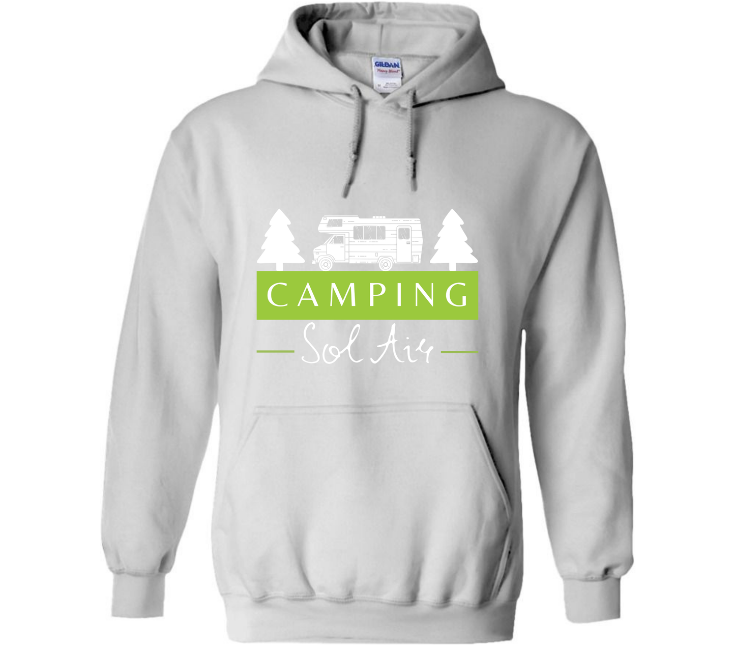 Coton ouaté à capuche Gildan Unisexe – Confort et Style au Quotidien - orné d’un logo de 11 pouces du camping