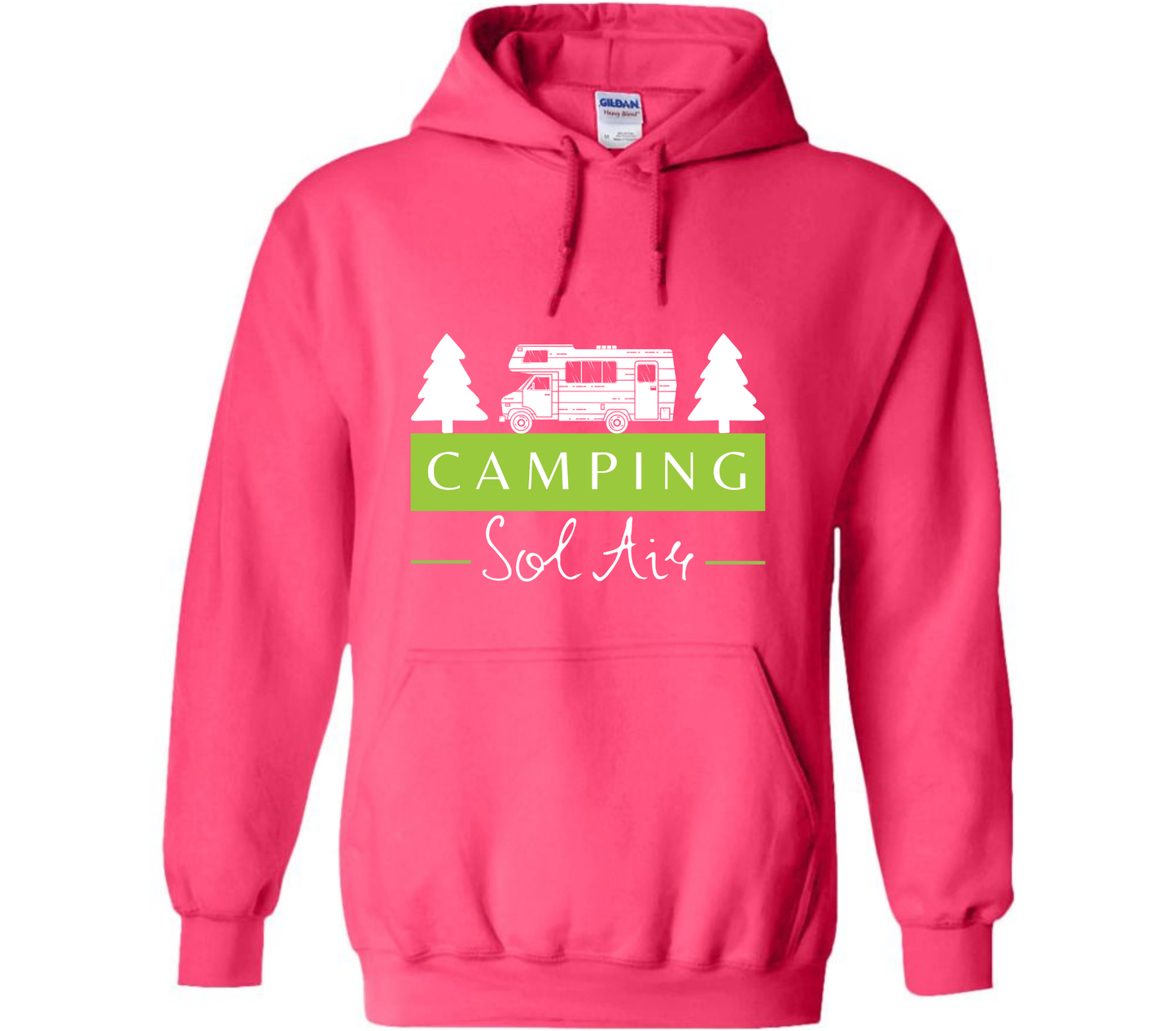 Coton ouaté à capuche Gildan Unisexe – Confort et Style au Quotidien - orné d’un logo de 11 pouces du camping