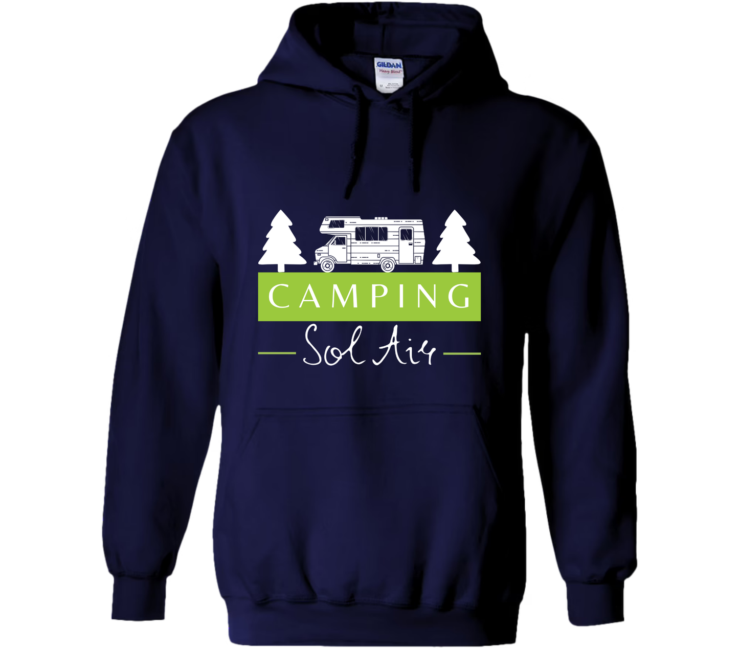 Coton ouaté à capuche Gildan Unisexe – Confort et Style au Quotidien - orné d’un logo de 11 pouces du camping