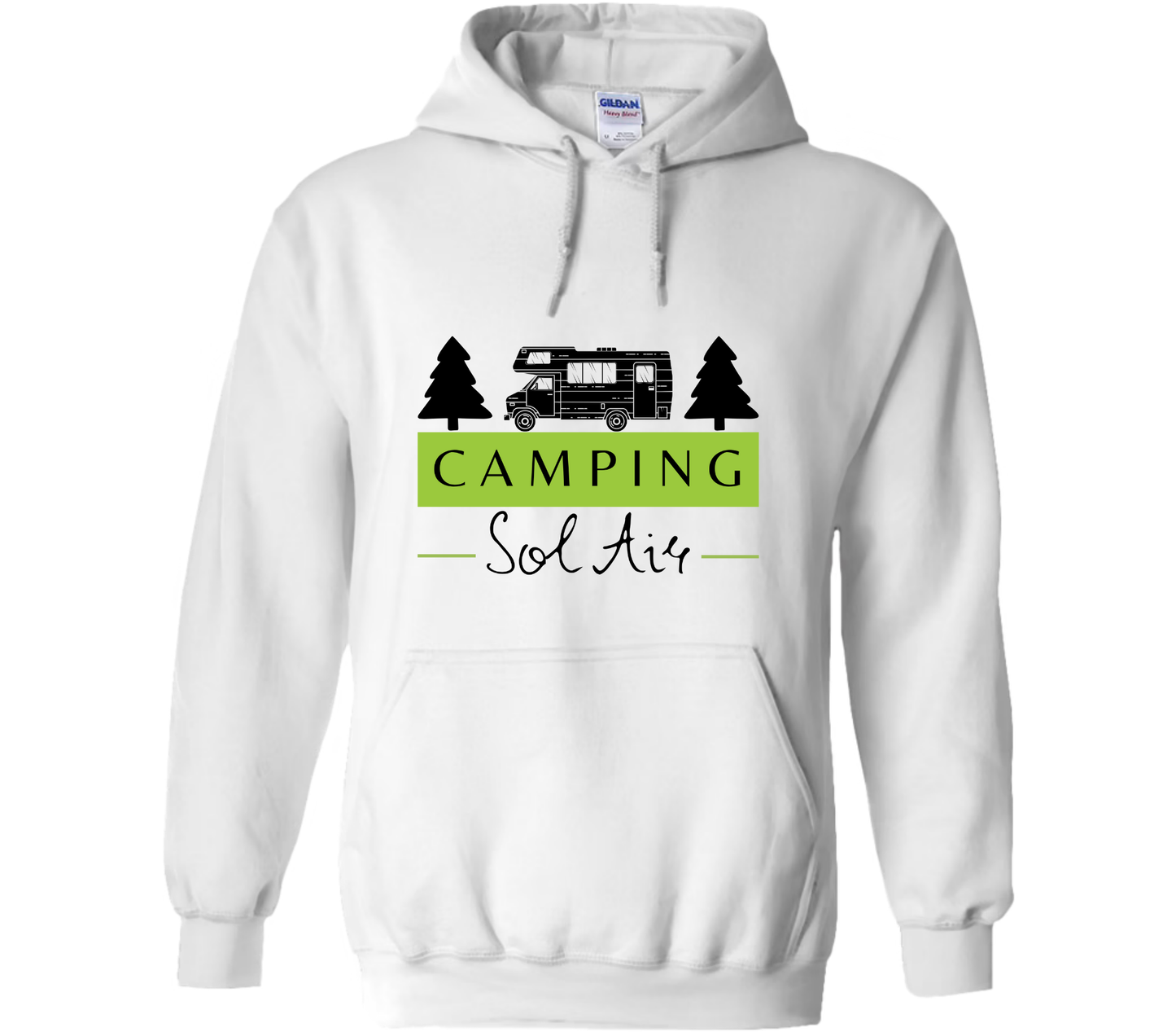 Coton ouaté à capuche Gildan Unisexe – Confort et Style au Quotidien - orné d’un logo de 11 pouces du camping