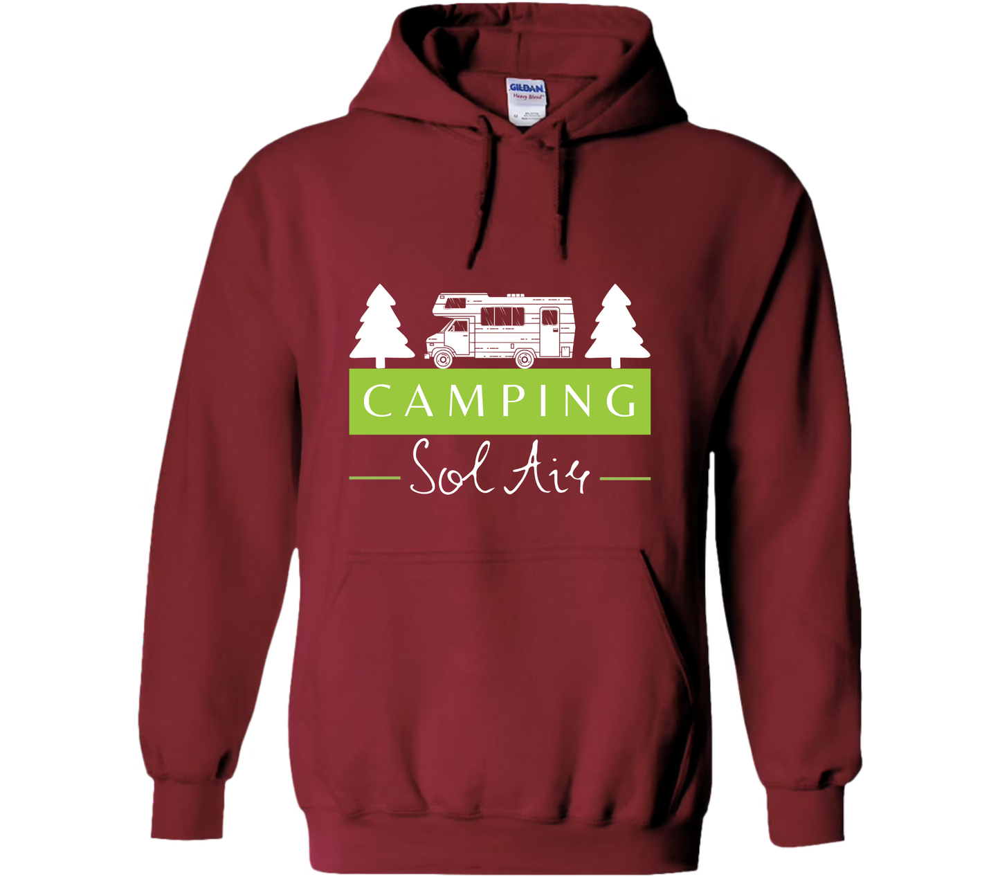 Coton ouaté à capuche Gildan Unisexe – Confort et Style au Quotidien - orné d’un logo de 11 pouces du camping