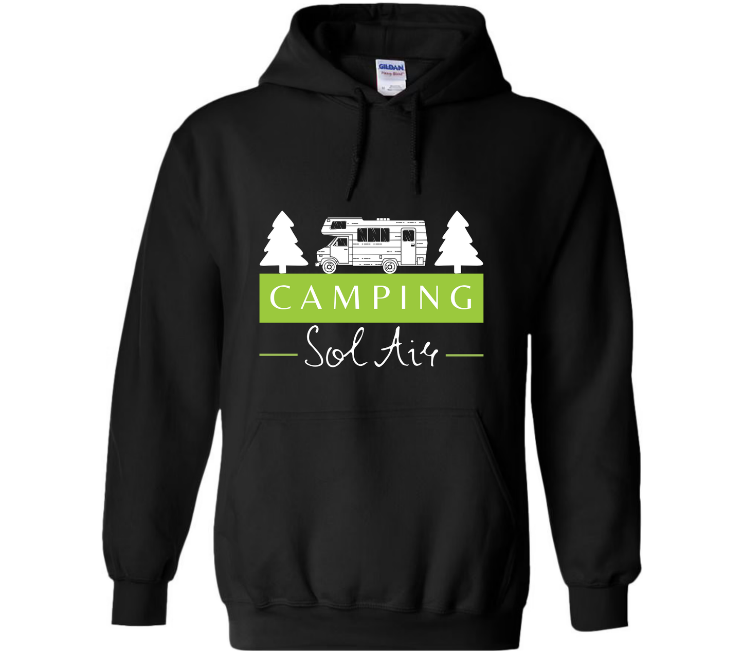 Coton ouaté à capuche Gildan Unisexe – Confort et Style au Quotidien - orné d’un logo de 11 pouces du camping
