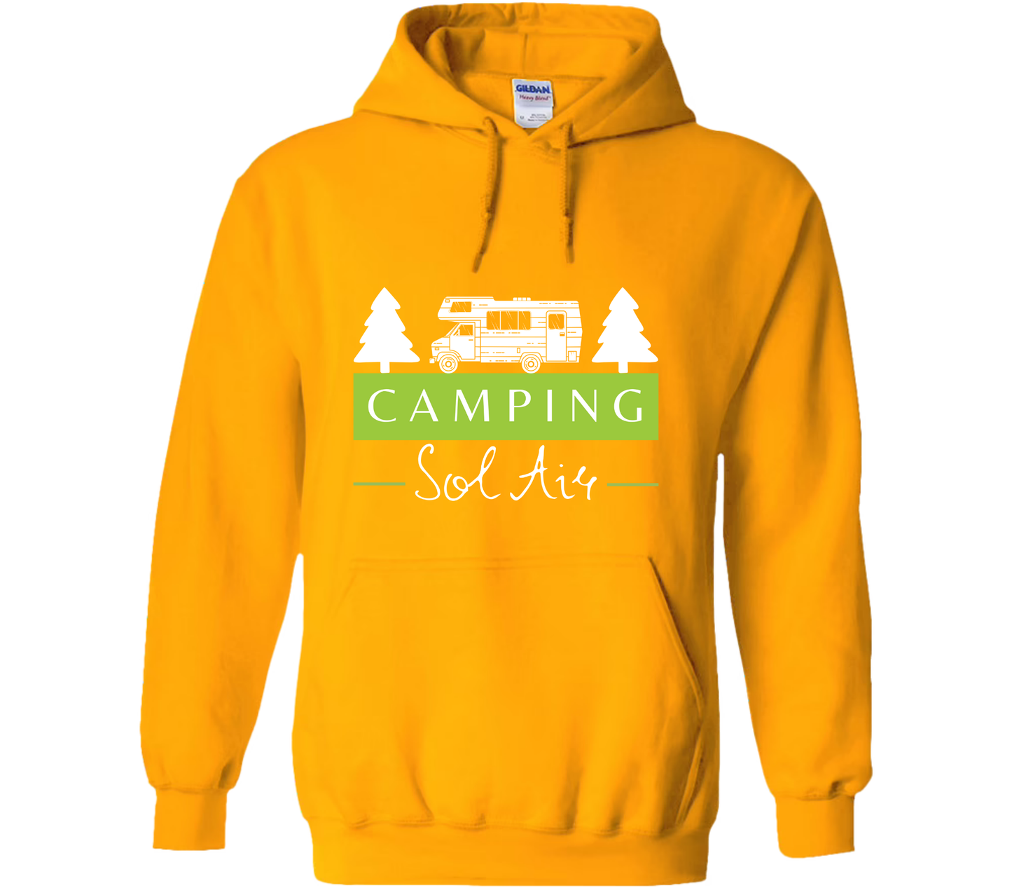 Coton ouaté à capuche Gildan Unisexe – Confort et Style au Quotidien - orné d’un logo de 11 pouces du camping