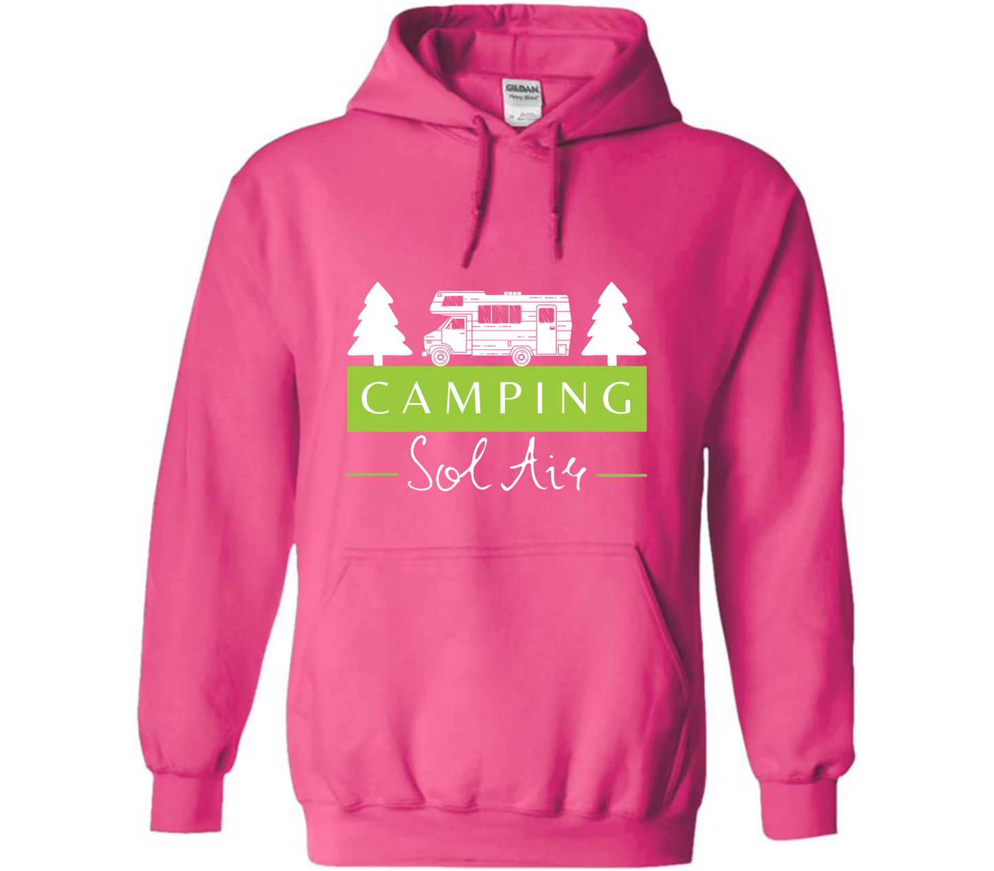 Coton ouaté à capuche Gildan Unisexe – Confort et Style au Quotidien - orné d’un logo de 11 pouces du camping