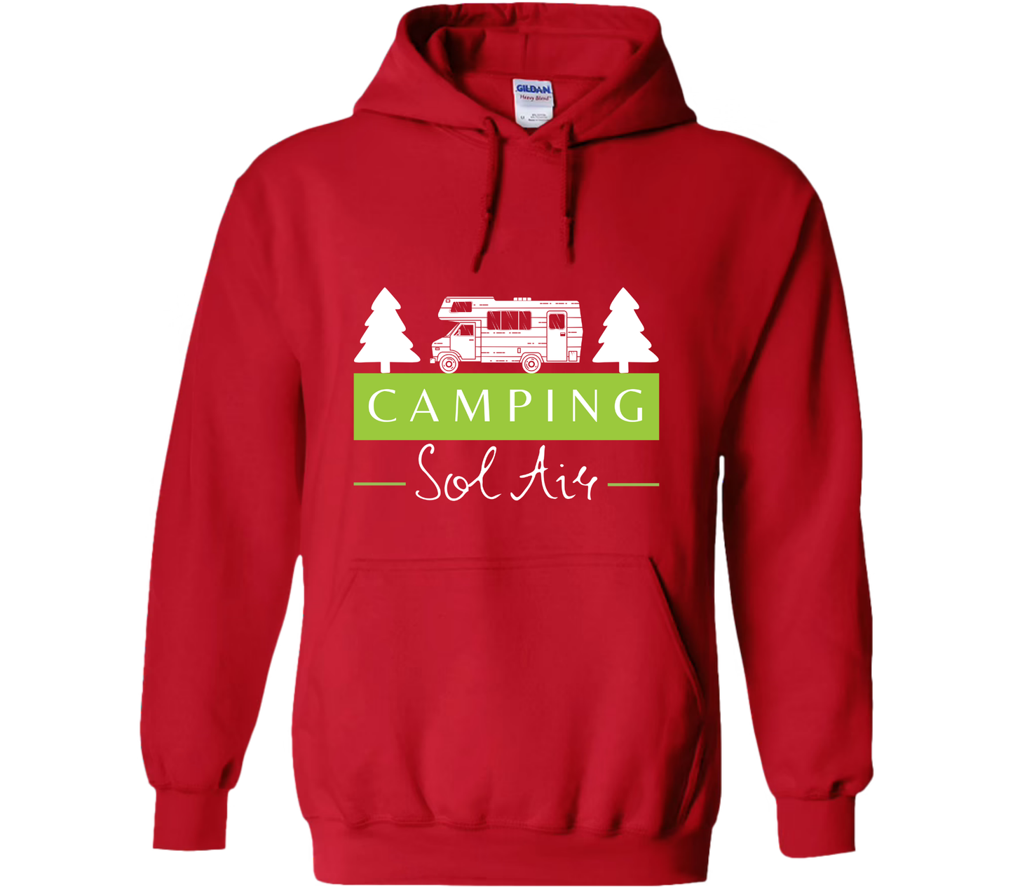 Coton ouaté à capuche Gildan Unisexe – Confort et Style au Quotidien - orné d’un logo de 11 pouces du camping