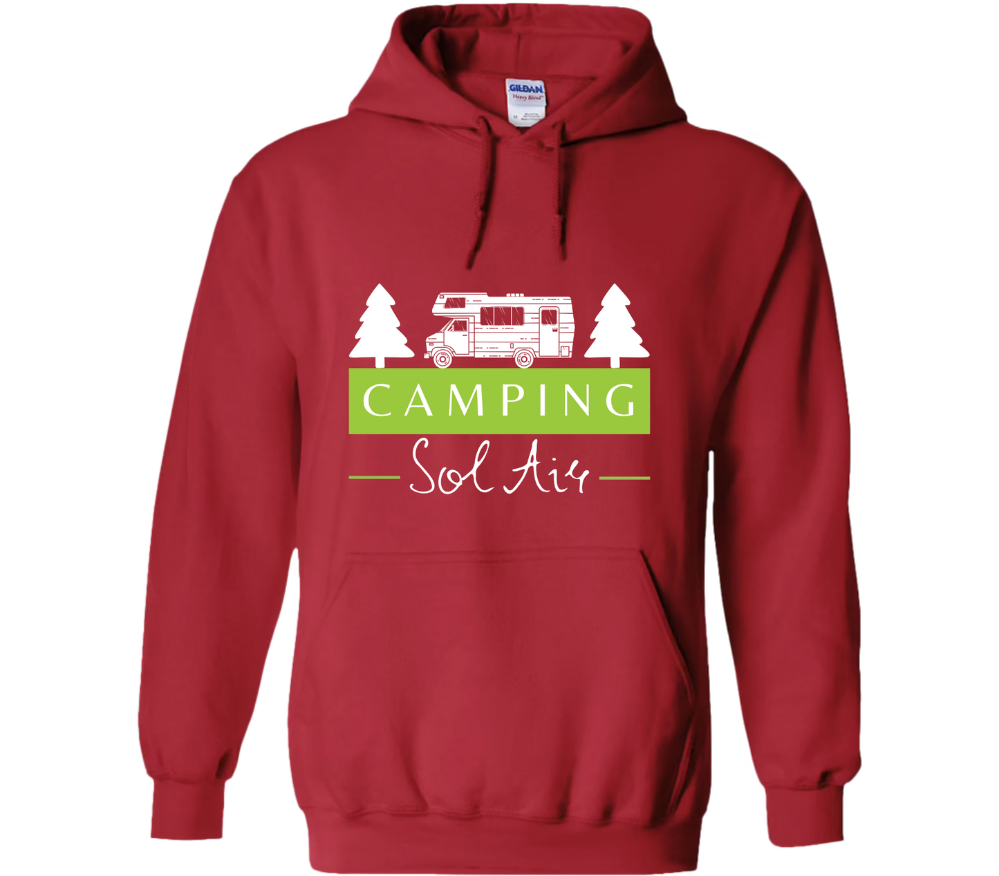 Coton ouaté à capuche Gildan Unisexe – Confort et Style au Quotidien - orné d’un logo de 11 pouces du camping