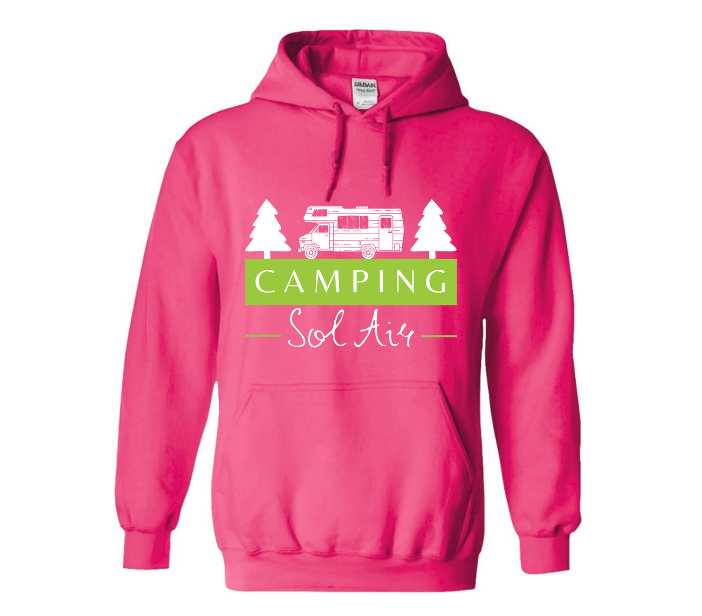 Coton ouaté à capuche Gildan Unisexe – Confort et Style au Quotidien - orné d’un logo de 11 pouces du camping