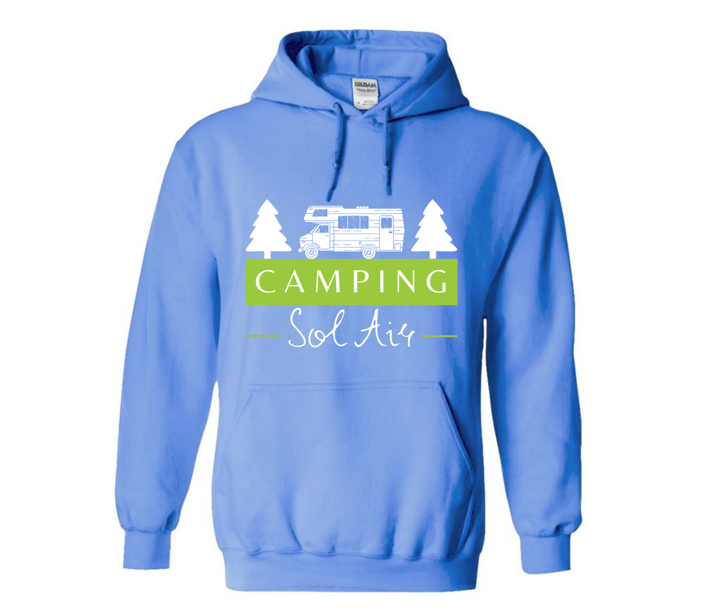 Coton ouaté à capuche Gildan Unisexe – Confort et Style au Quotidien - orné d’un logo de 11 pouces du camping