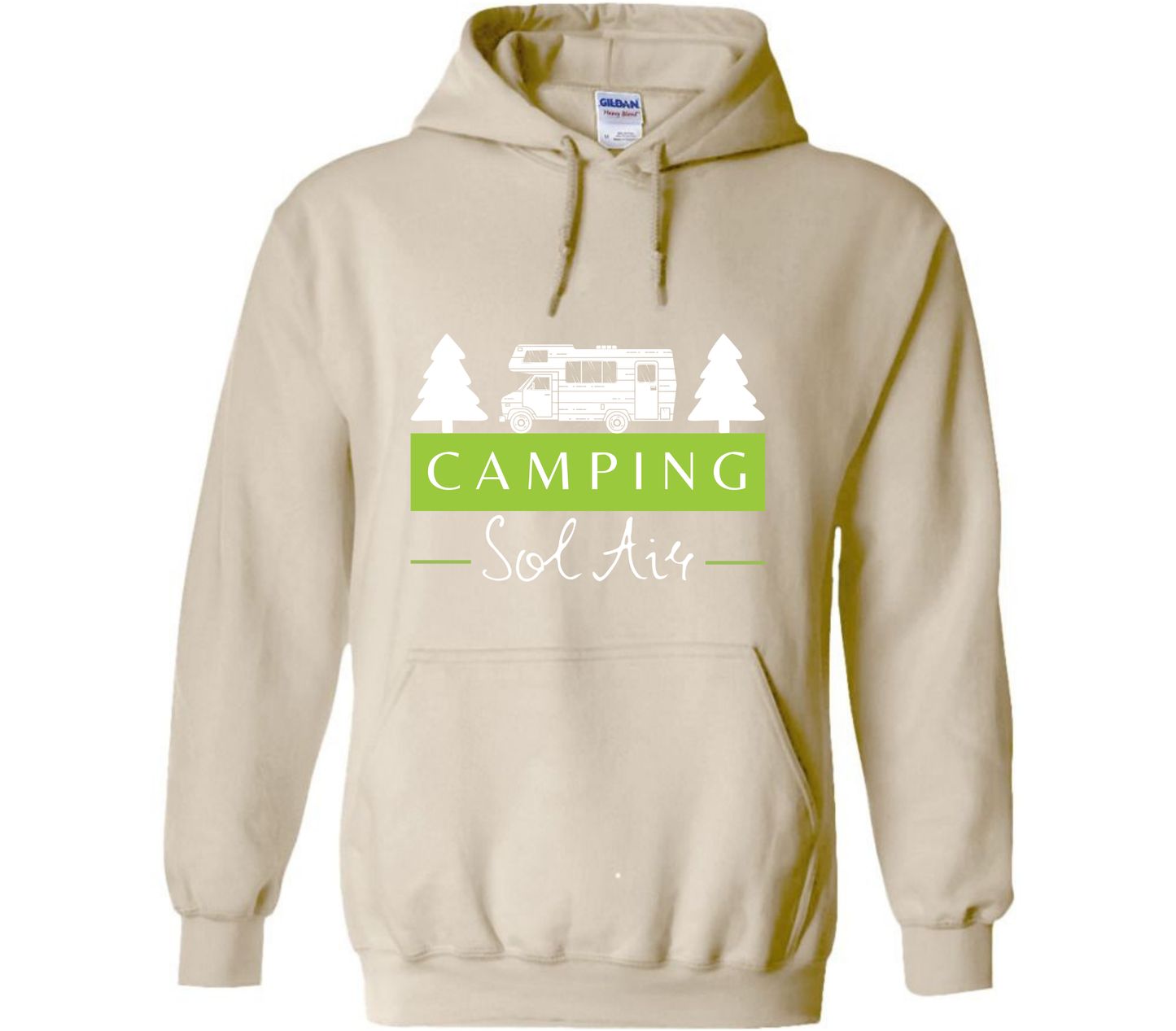 Coton ouaté à capuche Gildan Unisexe – Confort et Style au Quotidien - orné d’un logo de 11 pouces du camping