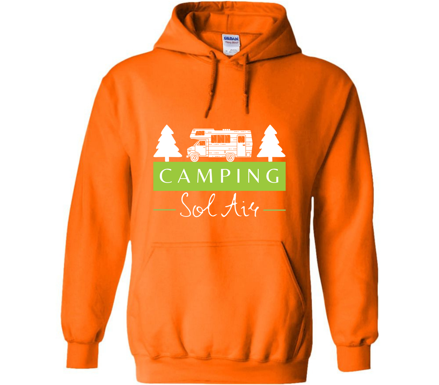 Coton ouaté à capuche Gildan Unisexe – Confort et Style au Quotidien - orné d’un logo de 11 pouces du camping