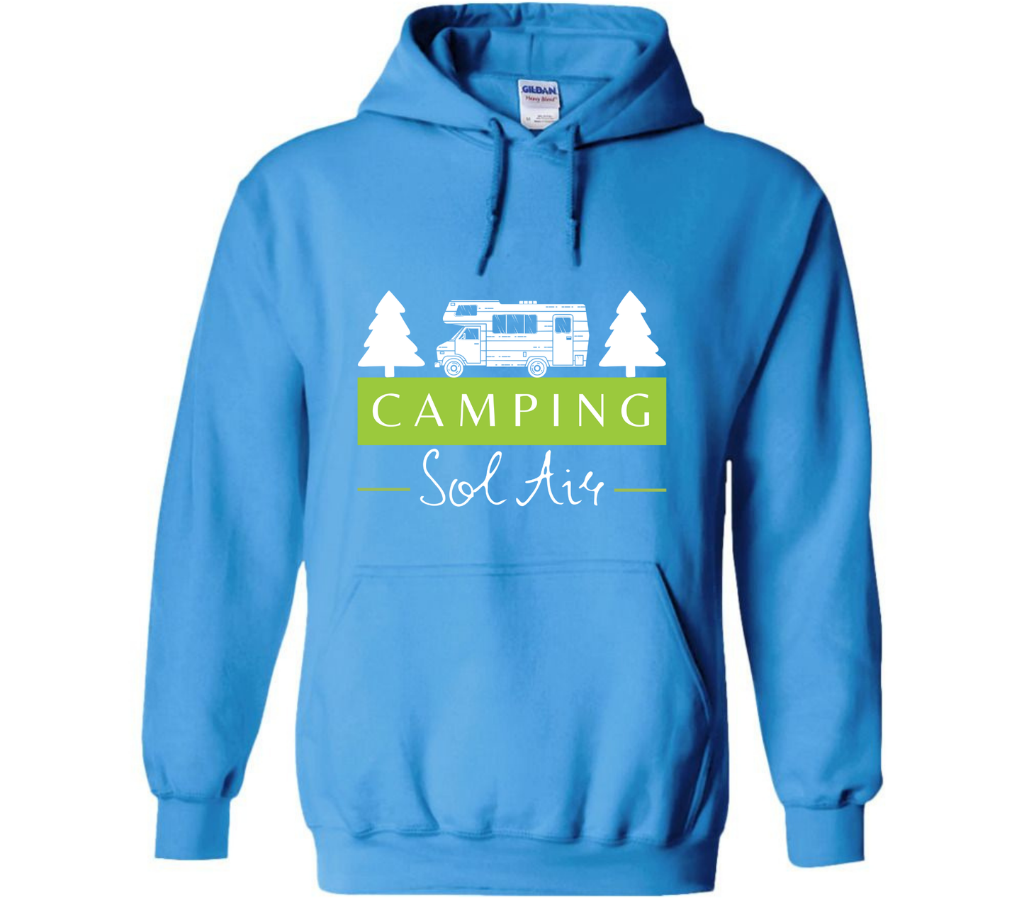Coton ouaté à capuche Gildan Unisexe – Confort et Style au Quotidien - orné d’un logo de 11 pouces du camping