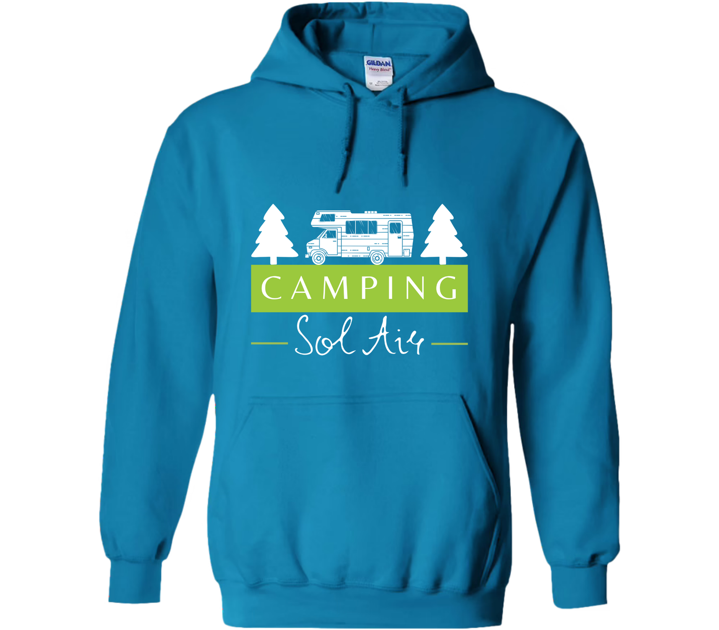 Coton ouaté à capuche Gildan Unisexe – Confort et Style au Quotidien - orné d’un logo de 11 pouces du camping