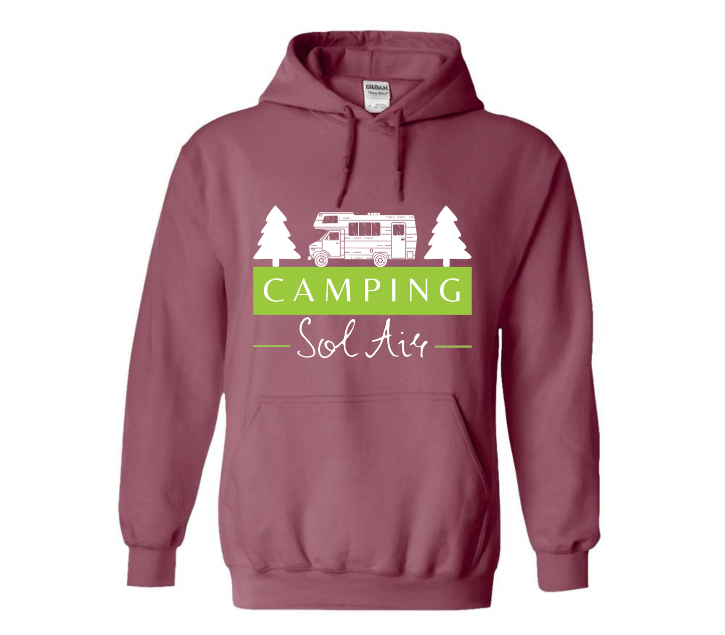 Coton ouaté à capuche Gildan Unisexe – Confort et Style au Quotidien - orné d’un logo de 11 pouces du camping