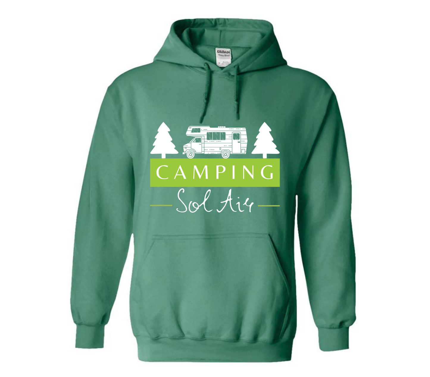 Coton ouaté à capuche Gildan Unisexe – Confort et Style au Quotidien - orné d’un logo de 11 pouces du camping