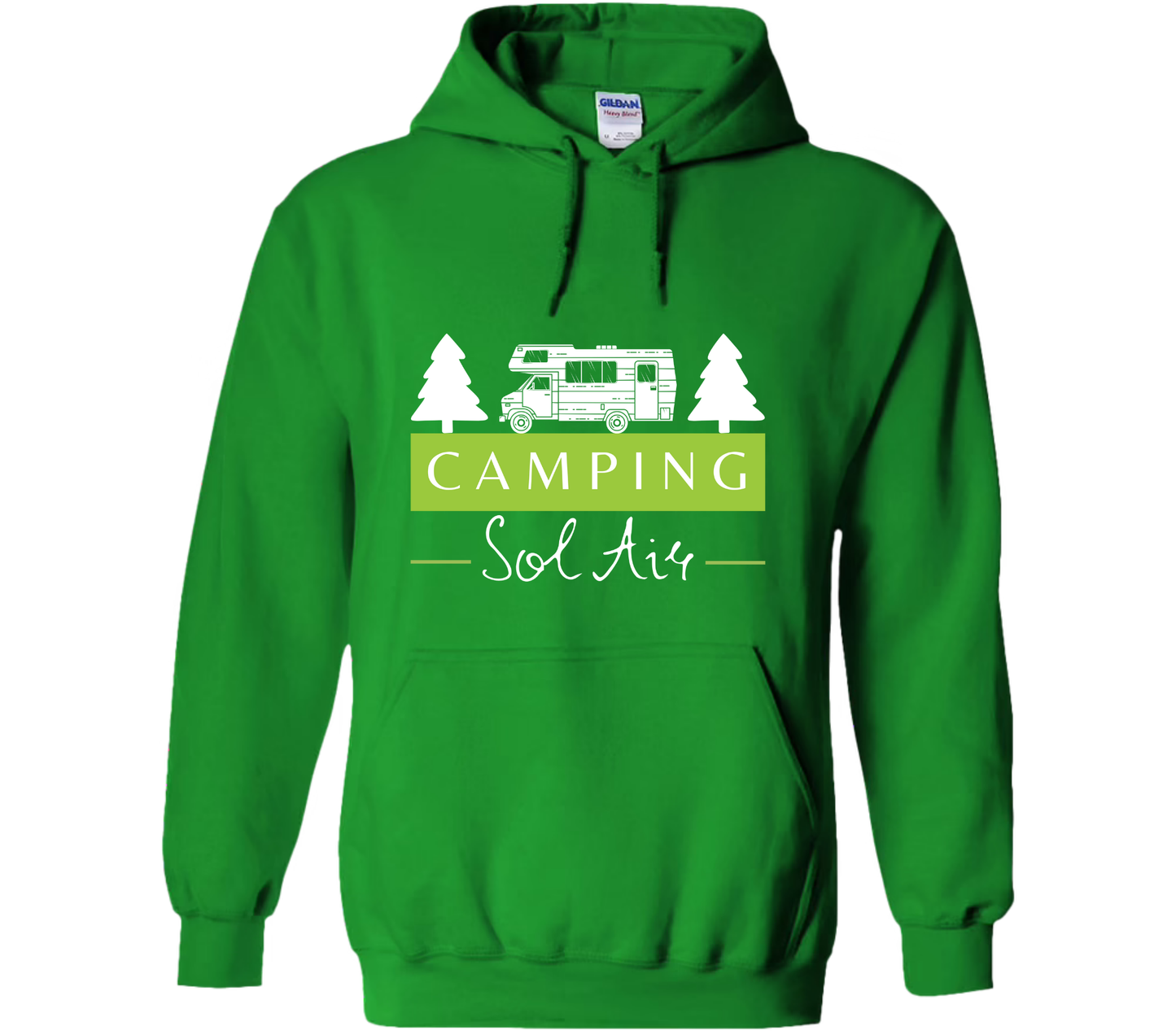Coton ouaté à capuche Gildan Unisexe – Confort et Style au Quotidien - orné d’un logo de 11 pouces du camping