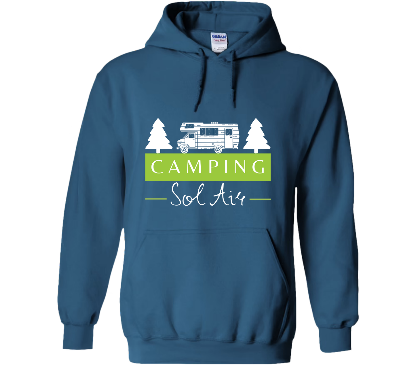 Coton ouaté à capuche Gildan Unisexe – Confort et Style au Quotidien - orné d’un logo de 11 pouces du camping