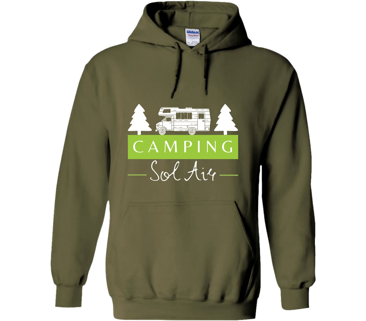 Coton ouaté à capuche Gildan Unisexe – Confort et Style au Quotidien - orné d’un logo de 11 pouces du camping