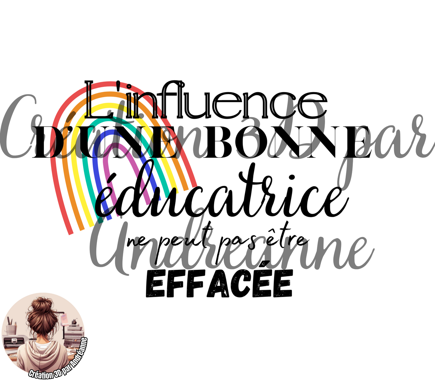 Éducatrice, modèle de conception de sublimation