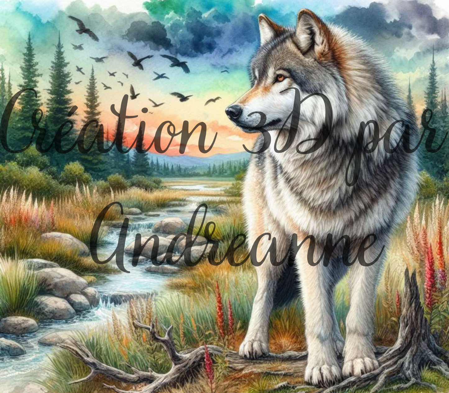 Loup aquarelle, 20 oz Skinny Tumbler, gobelets PNG - Téléchargement numérique- Design