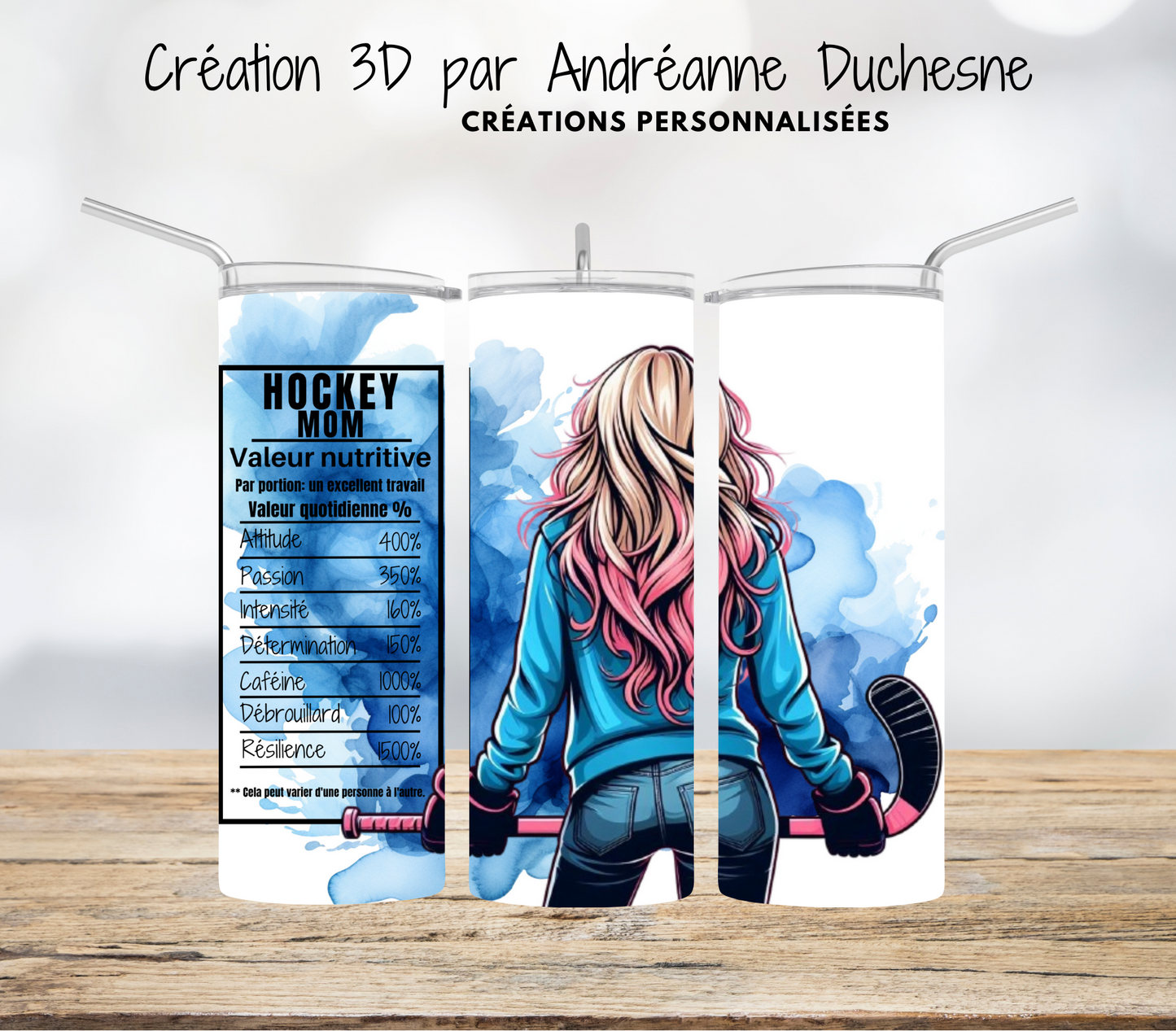 Valeur nutritive de Hockey Mom 20 oz Skinny Tumbler, gobelets PNG - Téléchargement numérique - Design