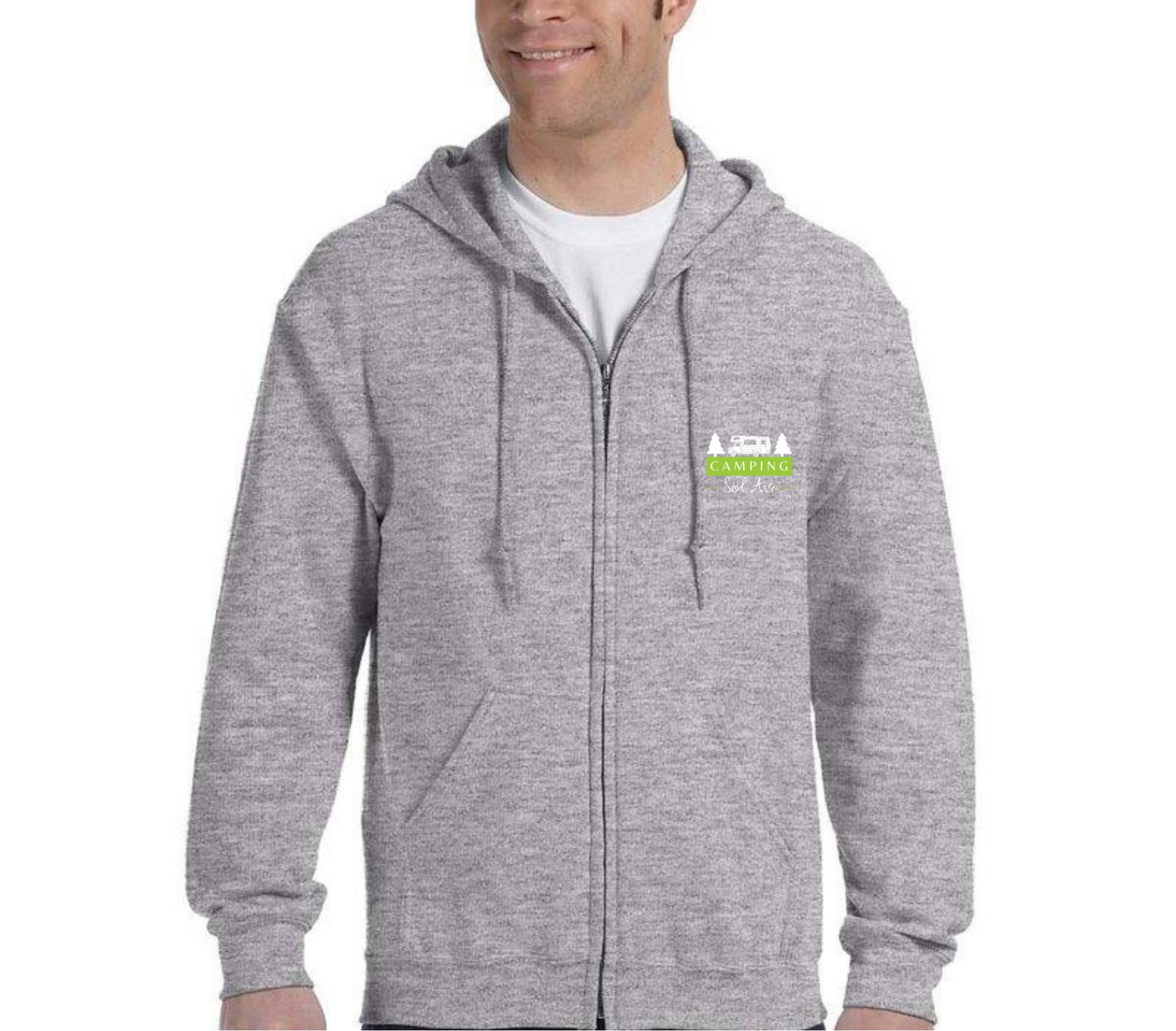 Veste à capuche Gildan Unisexe – Confort et Style au Quotidien - orné d’un logo de 4 pouces du camping