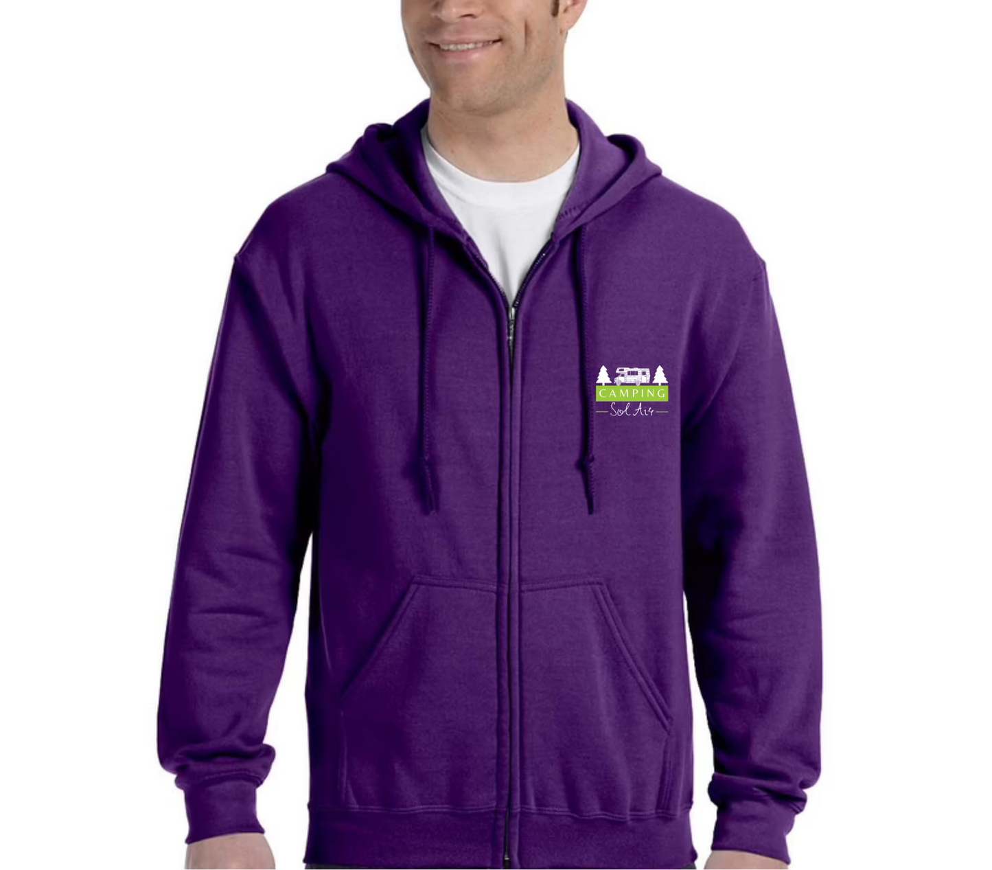 Veste à capuche Gildan Unisexe – Confort et Style au Quotidien - orné d’un logo de 4 pouces du camping