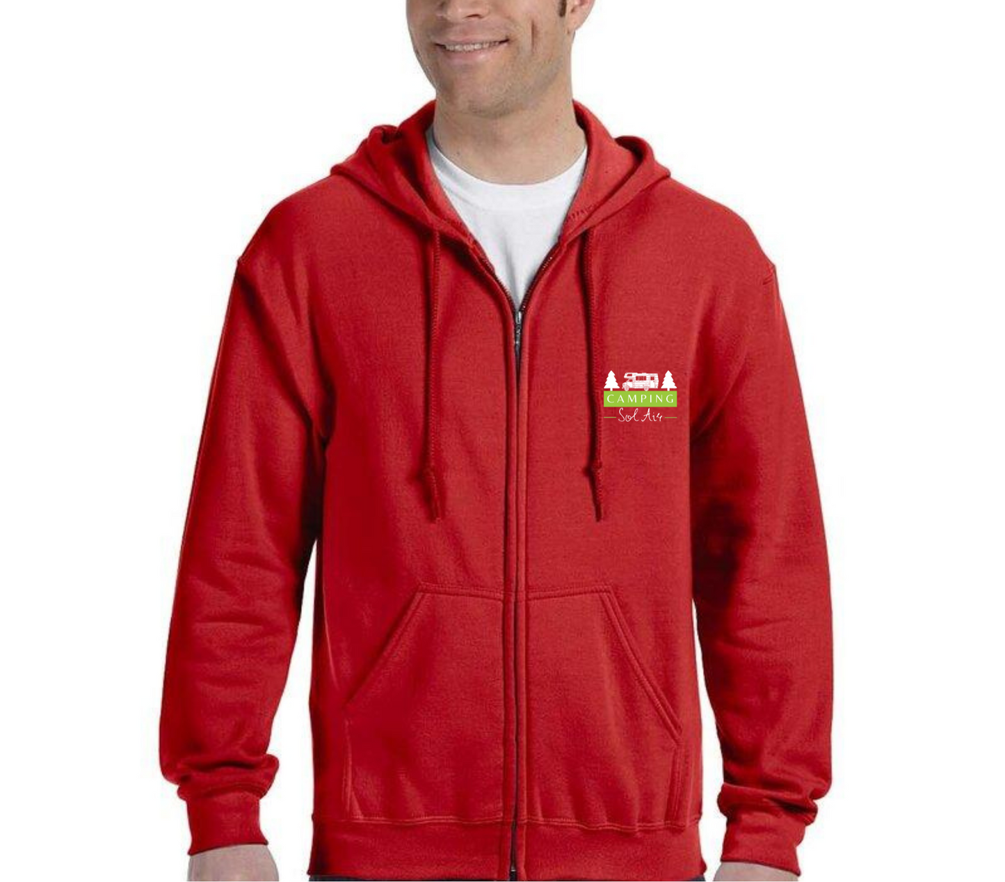 Veste à capuche Gildan Unisexe – Confort et Style au Quotidien - orné d’un logo de 4 pouces du camping