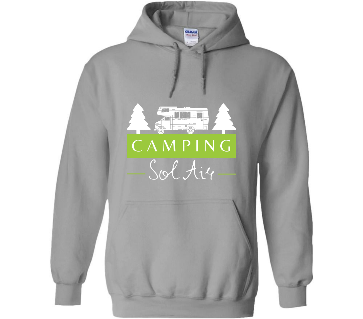 Coton ouaté à capuche Gildan Unisexe – Confort et Style au Quotidien - orné d’un logo de 11 pouces du camping