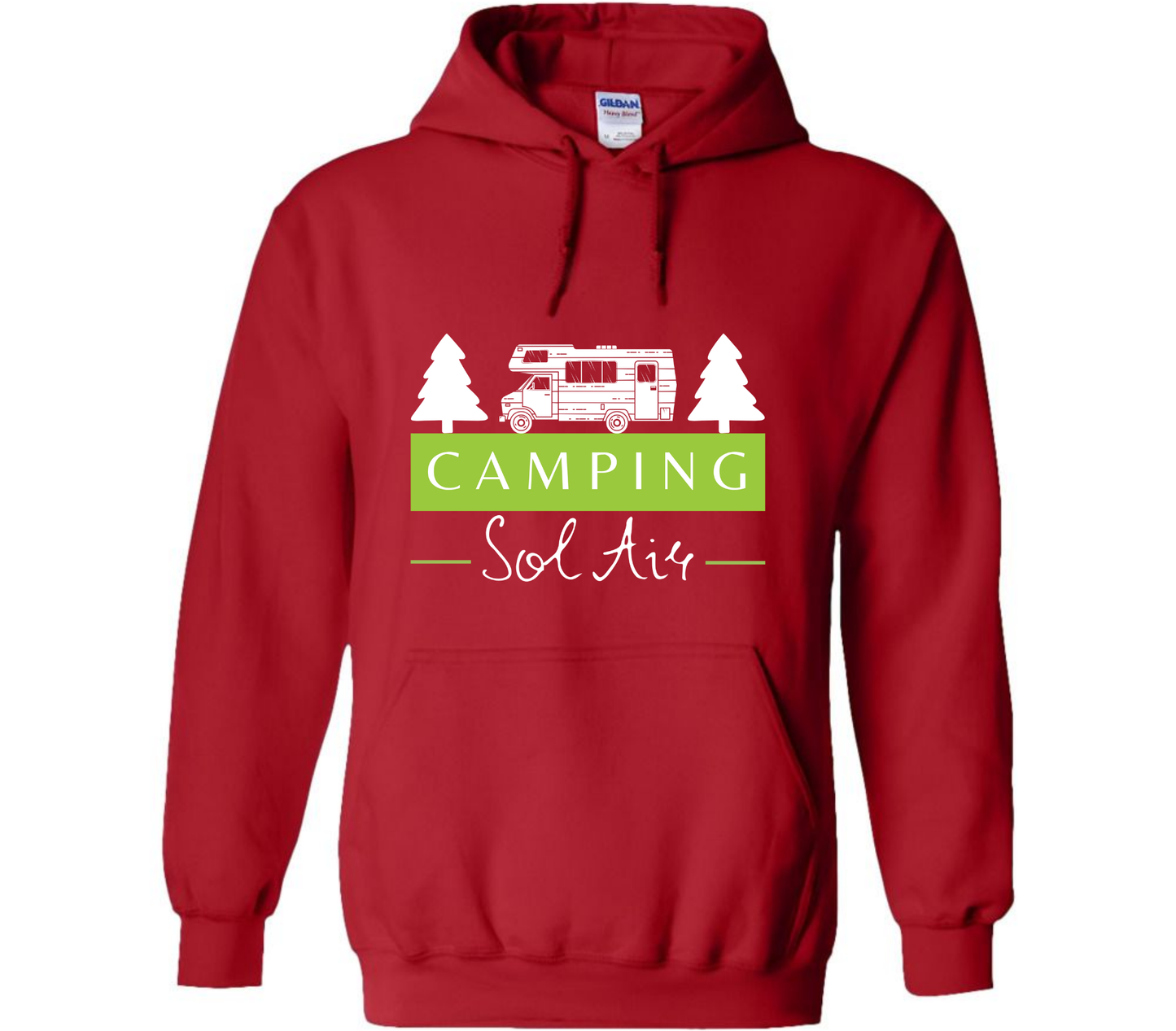 Coton ouaté à capuche Gildan Unisexe – Confort et Style au Quotidien - orné d’un logo de 11 pouces du camping