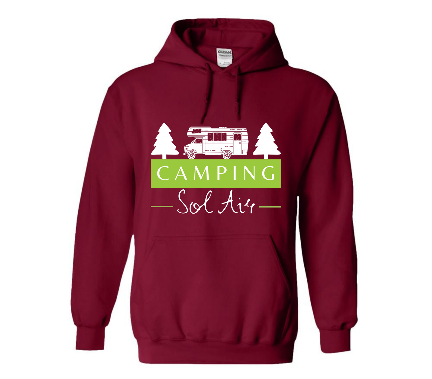 Coton ouaté à capuche Gildan Unisexe – Confort et Style au Quotidien - orné d’un logo de 11 pouces du camping