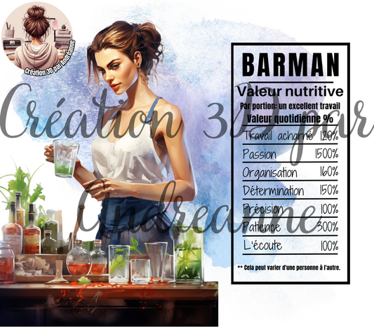 Valeur nutritive de Barman Femme 20 oz Skinny Tumbler, gobelets PNG