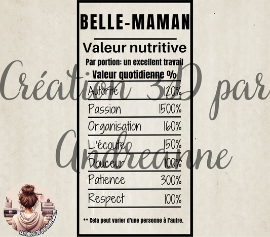 Sublimation, valeur nutritive pour Belle-maman, PNG