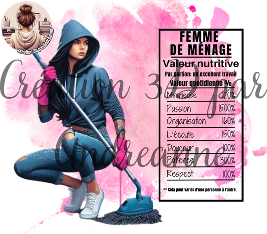 Valeur nutritive de Femme de Ménage 20 oz Skinny Tumbler, gobelets PNG