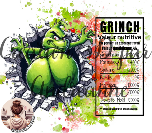 Valeur nutritive de Fesse de Grinch 20 oz Skinny Tumbler, gobelets PNG