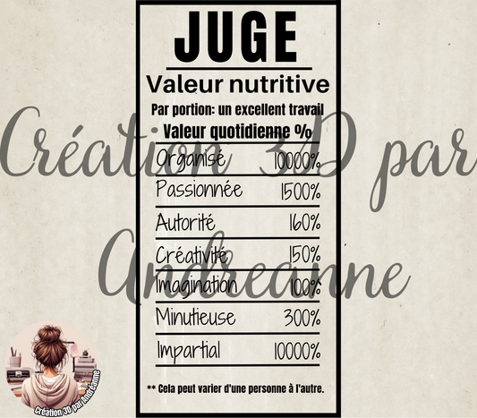 Sublimation, valeur nutritive pour Juge Femme, PNG