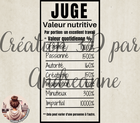 Sublimation, valeur nutritive pour Juge Homme, PNG