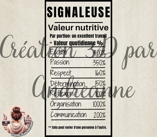 Sublimation, valeur nutritive pour Signaleuse, PNG