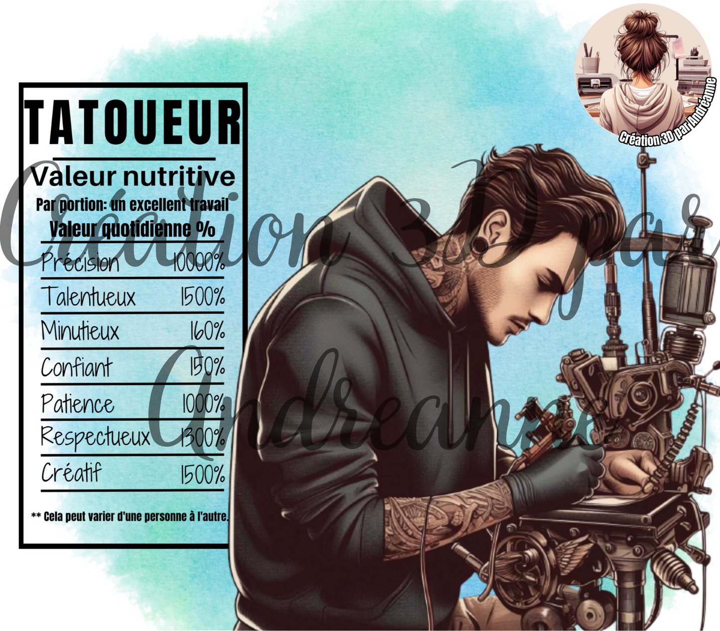 Valeur nutritive de Tatoueur 20 oz Skinny Tumbler, gobelets PNG