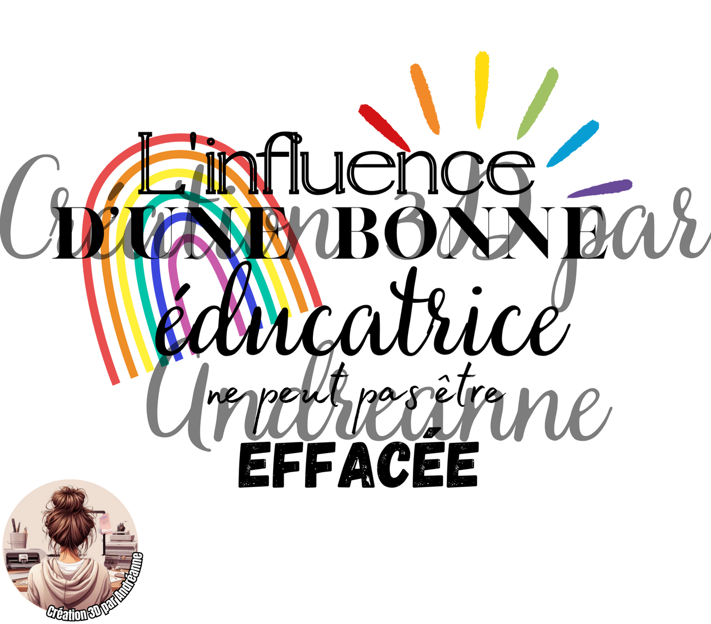 Éducatrice, modèle de conception de sublimation