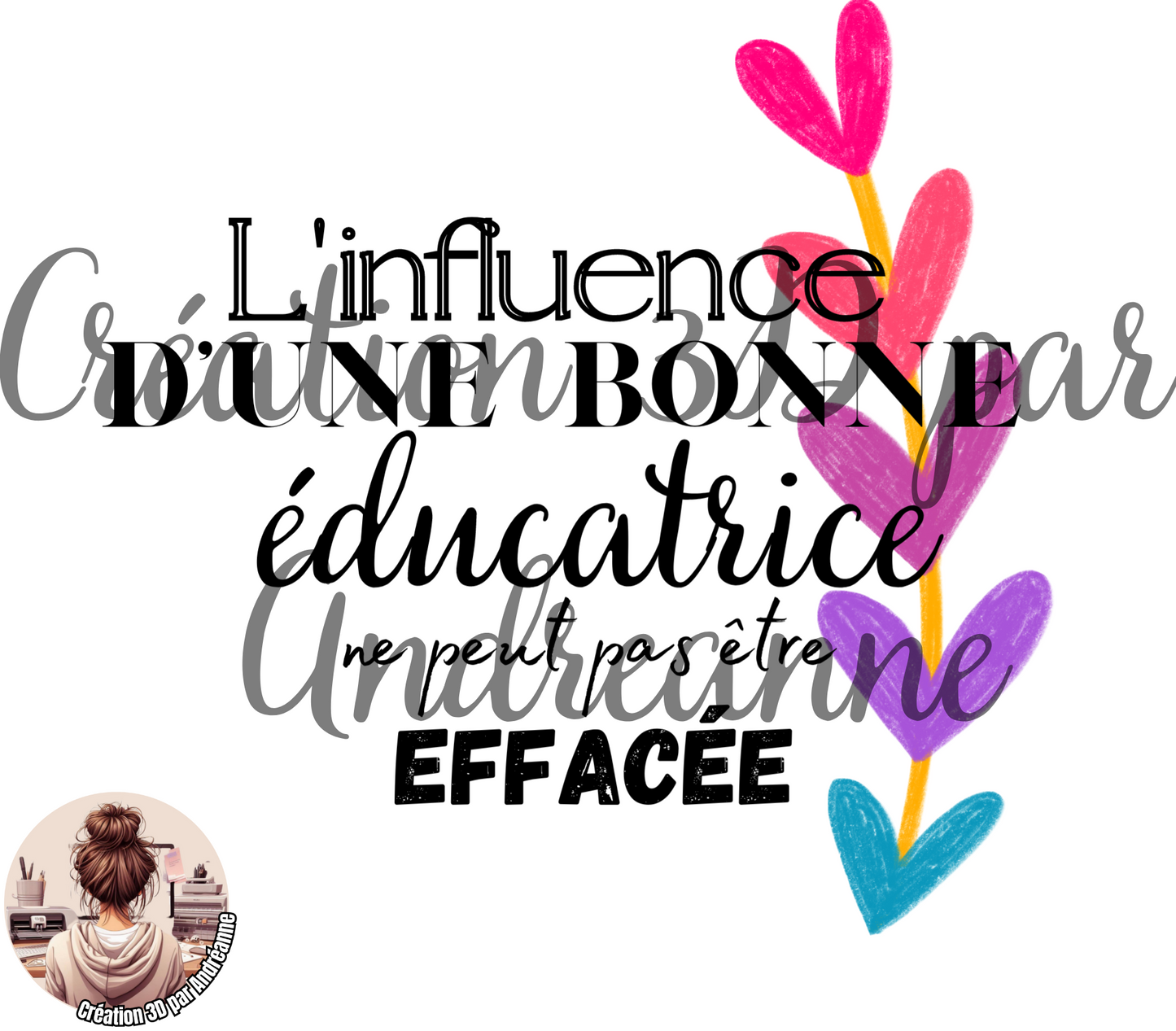Éducatrice, modèle de conception de sublimation