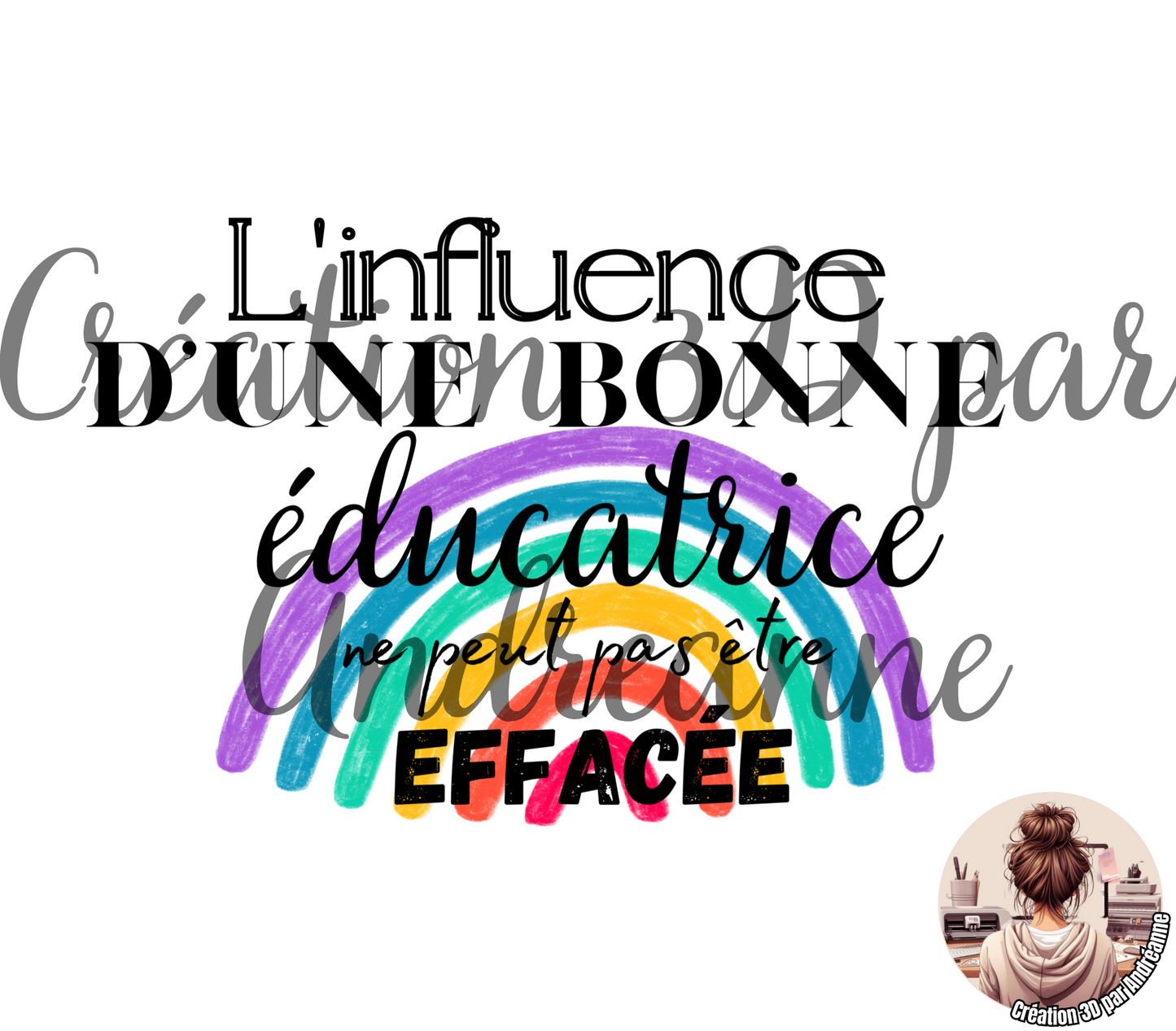 Éducatrice, modèle de conception de sublimation