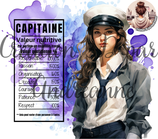 Valeur nutritive de Capitaine Femme 20 oz Skinny Tumbler, gobelets PNG