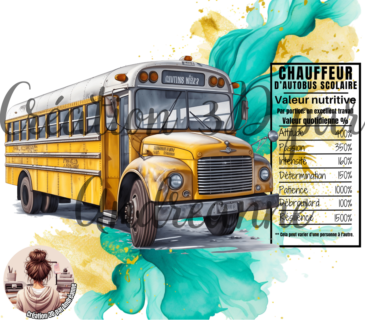 Chauffeur d'autobus scolaire, 20 oz Skinny Tumbler, gobelets PNG