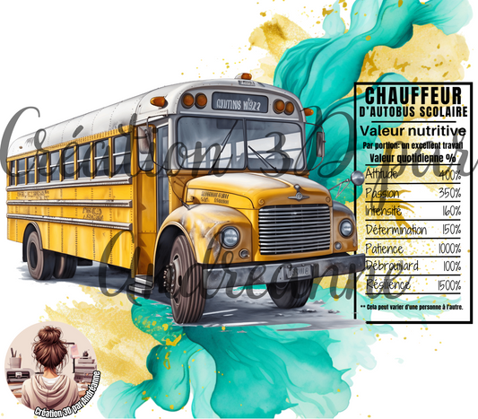 Chauffeur d'autobus scolaire, 20 oz Skinny Tumbler, gobelets PNG